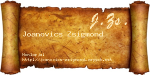 Joanovics Zsigmond névjegykártya